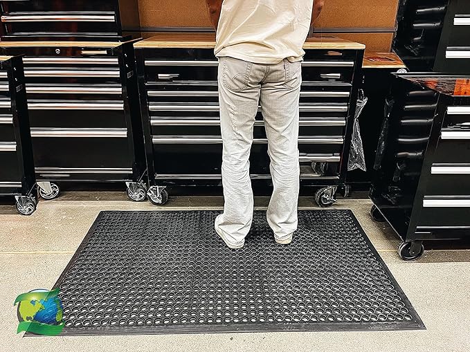 Envelor Anti Fatigue Rubber Floor Mat Non-Slip Restaurant Mat for Floors Bar Drainage Mat Doormat Utility Garage Home Slip Pool Entry 36 x 60 Inches