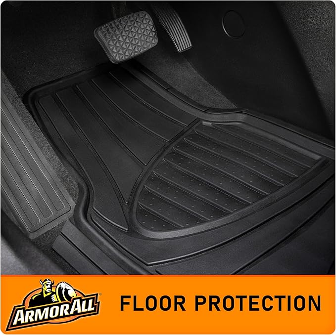 Armor All 4-Piece Floor Mats, Trim-to-Fit All-Weather Mats for Cars, Trucks, SUVs — Black