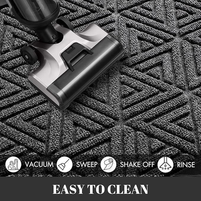 Yimobra Large Door Mat 36x24, All-Weather Waterproof Non-Slip Welcome Matt Outdoor, Heavy Duty Non Slip Doormat for Entryway for Patio and Garage Indoor, Easy Clean, Mix Grey
