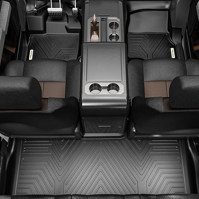 YITAMOTOR Floor Mats Compatible with 2012-2016 Ford F250/F350/F450/F550 Super Duty SuperCrew/Crew Cab, TPE All Weather Custom Fit for F-250/F-350/F-450/F-550 Accessories, 1st & 2nd Row Floor Liner Set