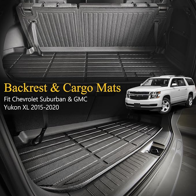 Wailtnb-All Weather Cargo Liners & Backrest Mats for Chevrolet Suburban & GMC Yukon XL 2015-2020 Liners Custom Fit Chevrolet Suburban & GMC Yukon XL 2015-2020 Waterproof Durable Accessories