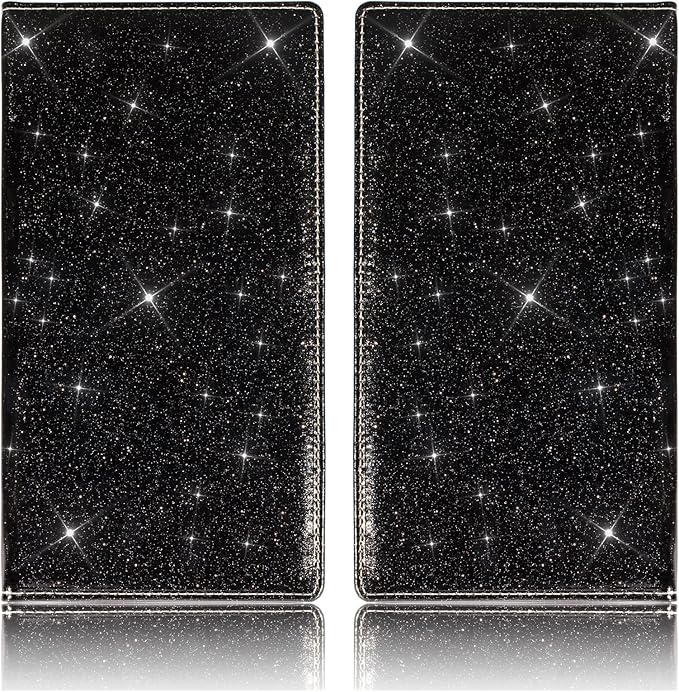 TOURSUIT Car Registration and Insurance Card Holder, Vehicle License Document Glove Box Compartment Organizer, Interior Car Accessories for Women Men Teens (Glitter Black)