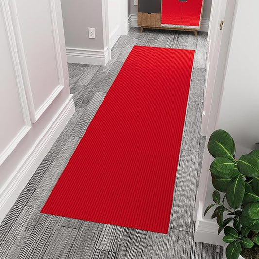 Ottomanson 2'7" x 6' Hallway Runner with Scraper Pile Extra Durable Non-Slip Rug Mat for Indoor & Outdoor Use - Ideal for Kitchen, Entryway, Patio & Garage - High-Traffic Carpet, Red