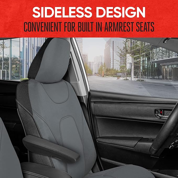 Motor Trend AquaShield Waterproof Front Seat Covers, Solid Gray Seat Covers for Cars – Neoprene Front Car Seats Cover, SUV Seat Covers Protector - Car Interior Cover for Auto, Trucks, & Dog Owners