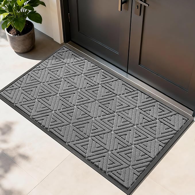 Yimobra Extra Large Door Mat 60x36, All-Weather Waterproof Non-Slip Welcome Matt Outdoor, Heavy Duty Non Slip Doormat for Entryway for Patio and Garage Indoor, Easy Clean, Grey