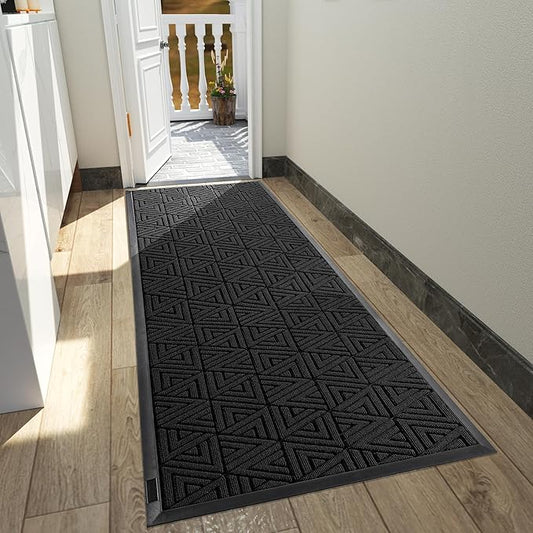 Yimobra Front Door Mat Outside Entrance 72 x 24, Waterproof and Washable Outdoor Mat, Non Slip Rubber Backing, Heavy Duty Welcome Matt for Home Entry Floor Porch Garage Office, Low Profile, Black