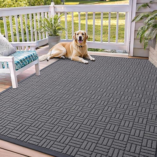 OLANLY Front Door Mat Outside Entrance 71x47, Absorbent, Heavy Duty Sturdy Natural Rubber Doormat Indoor Outdoor, Stain and Fade Resistant, Non-Slip Backing Low Profile Floor Mat for Entryway, Grey