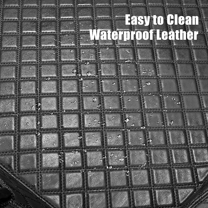 EKR Custom Floor Mats for Tesla Model 3 2024-2025, Front & 2nd Row Luxury Car Floor Mat Fit Model 3 2024 2025 - Leatherette Floor Liners (Black and Black Stitching)