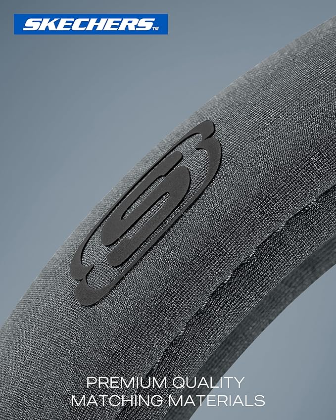 Skechers Steering Wheel Cover, Memory Foam Car Steering Wheel Covers,14.5-15inch Anti-Slip Safety Comfortable Design Universal Men Women Fits for 95% Truck,SUV,Cars(Grey)