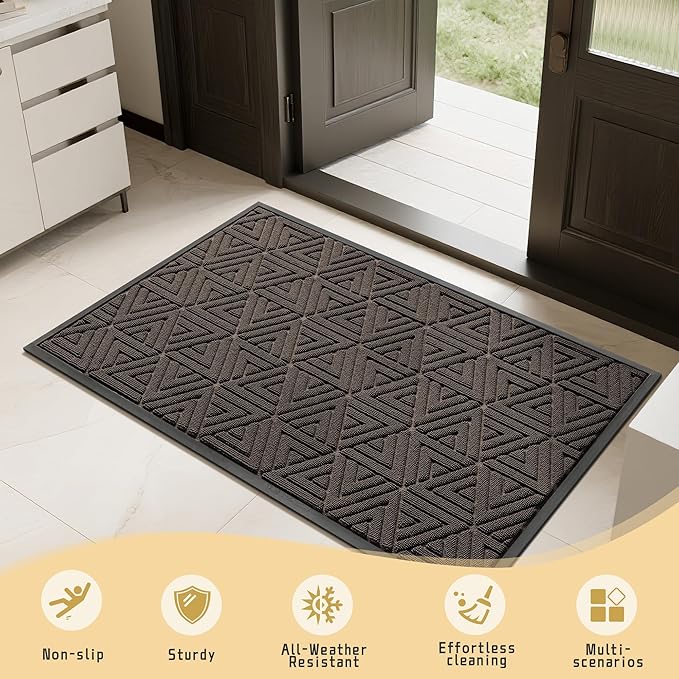Yimobra Extra Large Door Mat 60x36, All-Weather Waterproof Non-Slip Welcome Matt Outdoor, Heavy Duty Non Slip Doormat for Entryway for Patio and Garage Indoor, Easy Clean, Brown