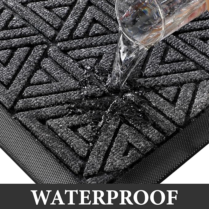 Yimobra Outdoor Mats for Front Door 29.5x17, Stops Mud & Dirt at Entrance, Fits Garage & Patio, All-Weather Waterproof Non Slip Outdoor Indoor Welcome Mat, Mix Grey
