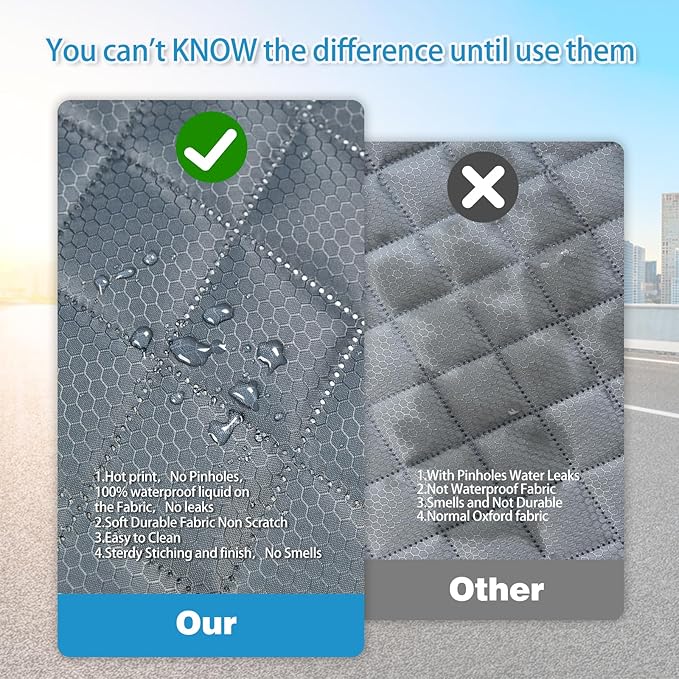 Grey Dog Car Seat Cover for Back Seat,Non-Stick Fur,Pet-Friendly and Waterproof - Universal Fit Interior Protector for Auto, Van, SUV - Ideal for Kids and Pets