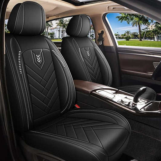 AOMSAZTO Car Seat Cover for Chevrolet Chevy Tahoe 2011-2025 2026 Front Set, Leather Car Seat Protector Waterproof, Non Slip Car Seat Cushion, Interior Seat Covers Automotive Accessories - Black