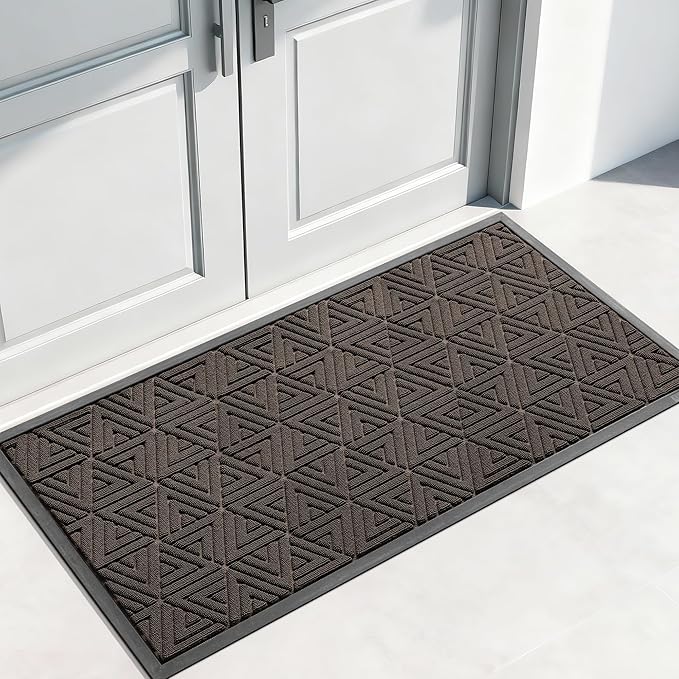 Yimobra Large Door Mat 47x24, All-Weather Waterproof Non-Slip Welcome Matt Outdoor, Heavy Duty Non Slip Doormat for Entryway for Patio and Garage Indoor, Easy Clean, Brown