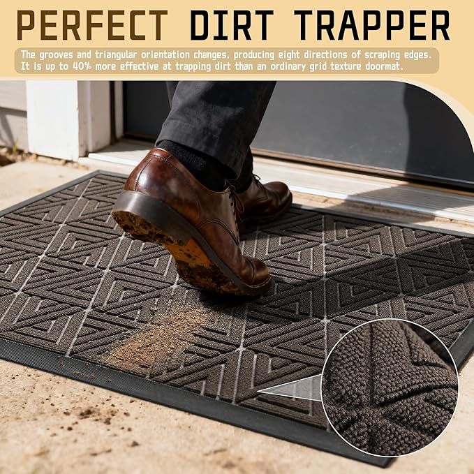 Yimobra Extra Large Door Mat 60x36, All-Weather Waterproof Non-Slip Welcome Matt Outdoor, Heavy Duty Non Slip Doormat for Entryway for Patio and Garage Indoor, Easy Clean, Brown