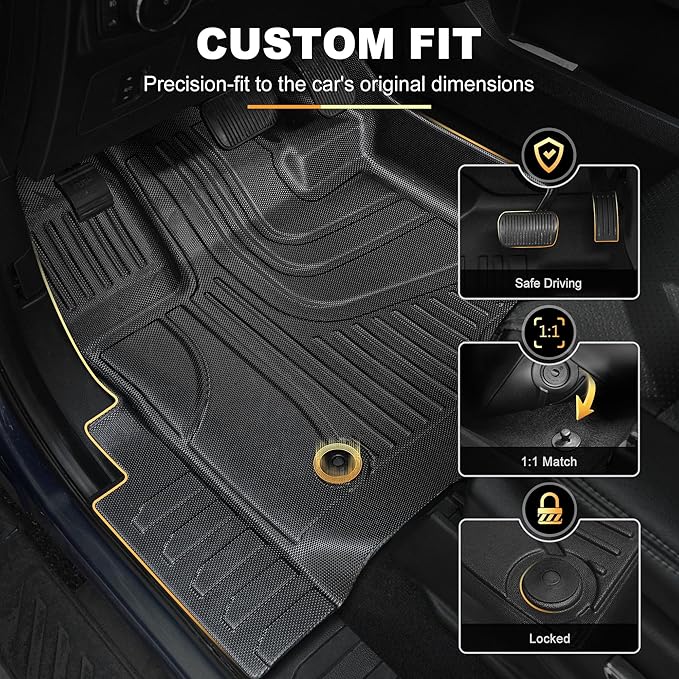 AOMSAZTO Floor Mats for 2019-2026 Chevy Silverado 1500 / GMC Sierra 1500, 2020-2026 Chevy Silverado/GMC Sierra 2500HD / 3500HD Crew Cab with Rear Underseat Storage Box - 1st & 2nd Row Car Liner