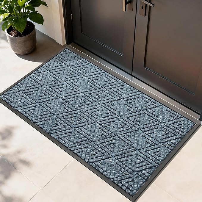 Yimobra Extra Large Door Mat 60x36, All-Weather Waterproof Non-Slip Welcome Matt Outdoor, Heavy Duty Non Slip Doormat for Entryway for Patio and Garage Indoor, Easy Clean, Mix Blue