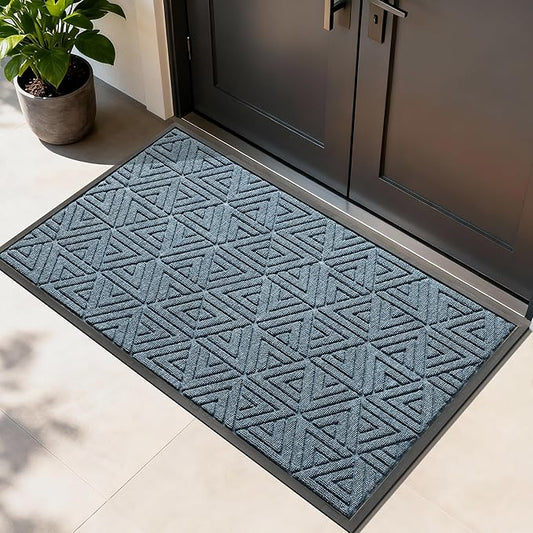 Yimobra Extra Large Door Mat 60x36, All-Weather Waterproof Non-Slip Welcome Matt Outdoor, Heavy Duty Non Slip Doormat for Entryway for Patio and Garage Indoor, Easy Clean, Mix Blue