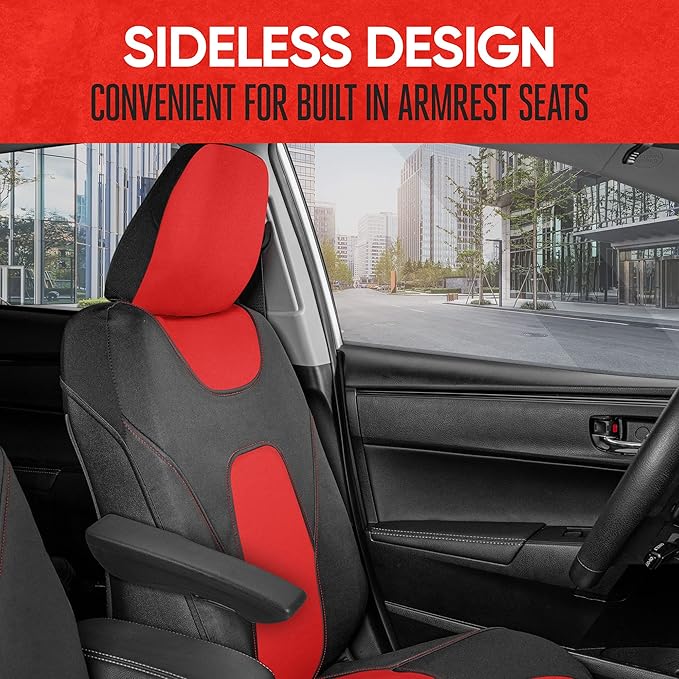 Motor Trend AquaShield Waterproof Front Seat Covers, Red Seat Covers for Cars – Neoprene Front Car Seats Cover, SUV Seat Covers Protector - Car Interior Cover for Auto, Trucks, & Dog Owners