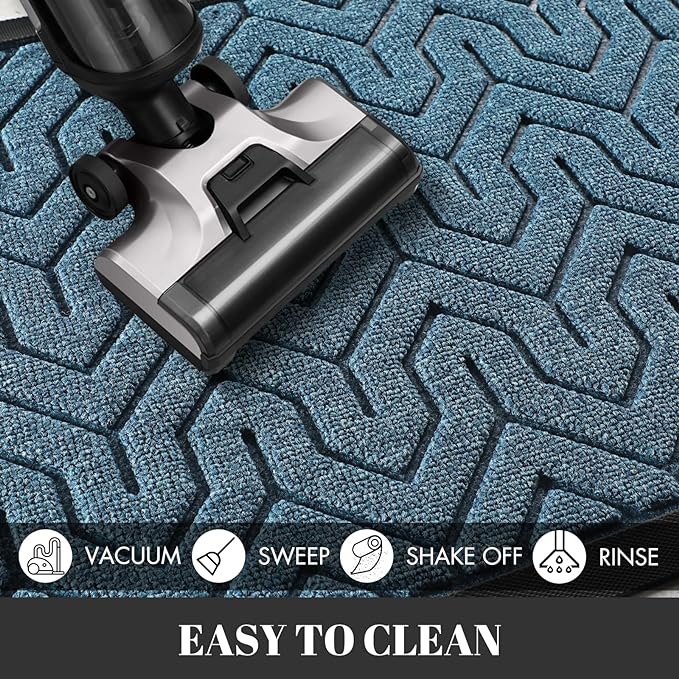 Yimobra Extra Large Door Mat Outside Entrance 60x36, Waterproof Heavy Duty Outdoor Mats for Front Door, Non Slip Rubber Entry Mat for Garage Patio Indoor, Easy Clean, Mix Blue