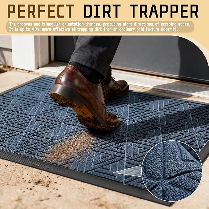 Yimobra Large Door Mat 47x24, All-Weather Waterproof Non-Slip Welcome Matt Outdoor, Heavy Duty Non Slip Doormat for Entryway for Patio and Garage Indoor, Easy Clean, Blue