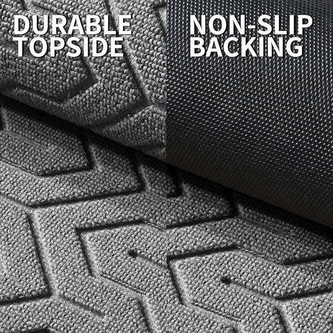 Yimobra Front Door Mat Outside Entrance 29.5x17, Waterproof Heavy Duty Outdoor Mats for Front Door, Non Slip Rubber Entry Mat for Garage Patio Indoor, Grey