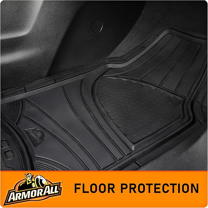 Armor All 4-Piece Floor Mats, Trim-to-Fit All-Weather Mats for Cars, Trucks, SUVs — Black
