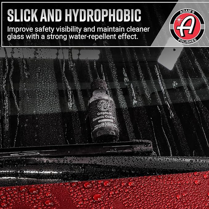 Adam's Polishes Graphene Glass Coating (30ml) - Advanced Rain Windshield Water Repellent for Cars, Shower Doors Mirrors and Other Glass Surfaces | Long Lasting Hydrophobic Graphene Ceramic Coating