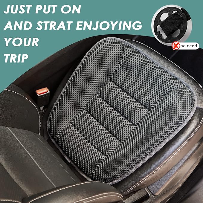 AEROiVi Car Seat Cushion for Driving, Breathable 3D Air Mesh, Non-Slip Bottom, Comfort Car Seat Protector, Car Seat Pad Also Works with Truck and Office Chair Home