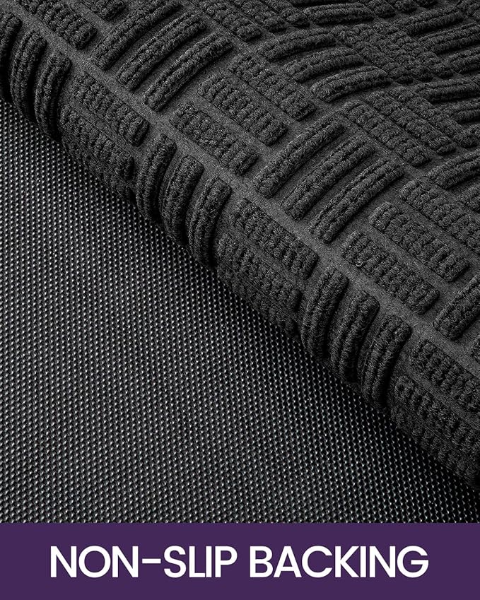 DEXI Front Door Mat Outside Entrance, 4x6 ft Large Rubber Entry Doormat Heavy Duty, Welcome Mats Non Slip for Inside House Floor Entryway Double Doors Exterior Patio, Maze Black