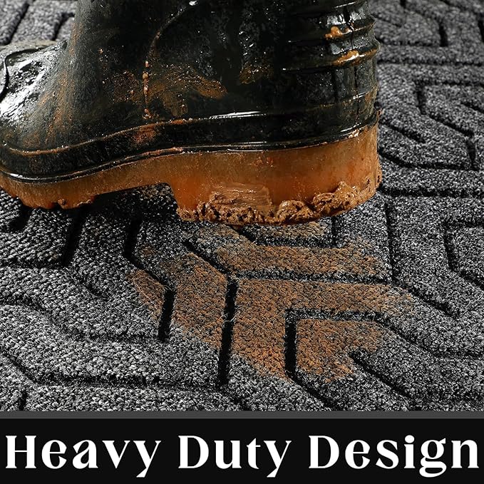 Yimobra Large Door Mat Outside Entrance 47x24, Waterproof Heavy Duty Outdoor Mats for Front Door, Non Slip Rubber Entry Mat for Garage Patio Indoor, Easy Clean, Mix Grey