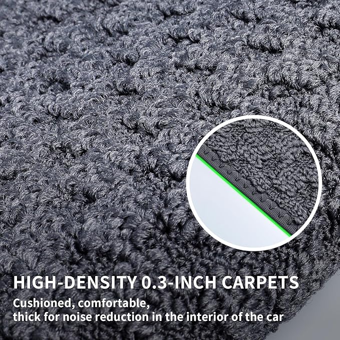 EKR Custom Fit Carpet Floor Mats for Tesla Model 3 2017 2018 2019 2020 2021 2022 2023, 0.3 Inch Thickness Rugs, Premium All Weather Anti-Slip Waterproof Floor Liners (Black Checkerboard)