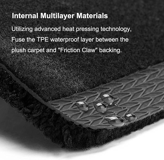 WENNEBIRD Superior Carpet Floor Mats for 2012-2017 Toyota Camry, 0.5-Inch Ultra-Thick, Noise-Reducing, All-Weather Waterproof Anti-Slip – 3-Pc Set