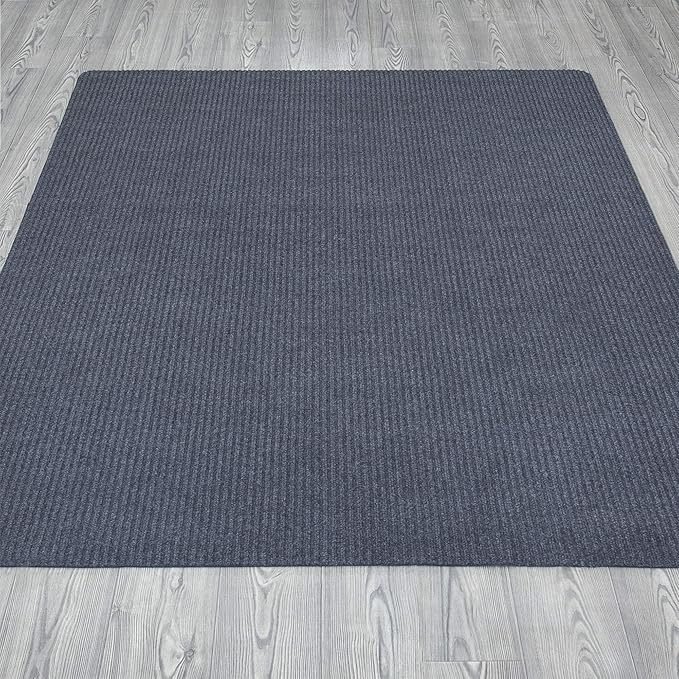 Ottomanson 5' x 6'6" Mud Mat Area Rug Scraper Carpet - Non-Slip, Dirt Trapping for Indoor & Outdoor Use - Ideal for Entryway, Garage, Kitchen, Patio & High-Traffic Areas, Gray