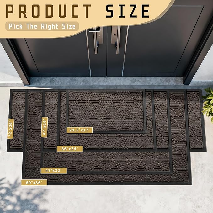 Yimobra Large Door Mat 47x32, All-Weather Waterproof Non-Slip Welcome Matt Outdoor, Heavy Duty Non Slip Doormat for Entryway for Patio and Garage Indoor, Easy Clean, Brown