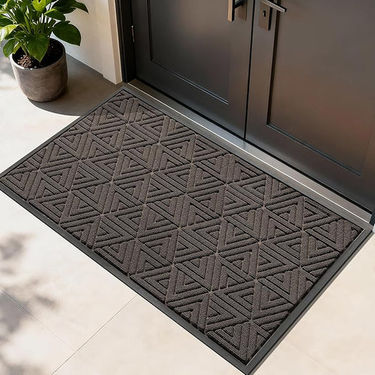 Yimobra Extra Large Door Mat 60x36, All-Weather Waterproof Non-Slip Welcome Matt Outdoor, Heavy Duty Non Slip Doormat for Entryway for Patio and Garage Indoor, Easy Clean, Brown
