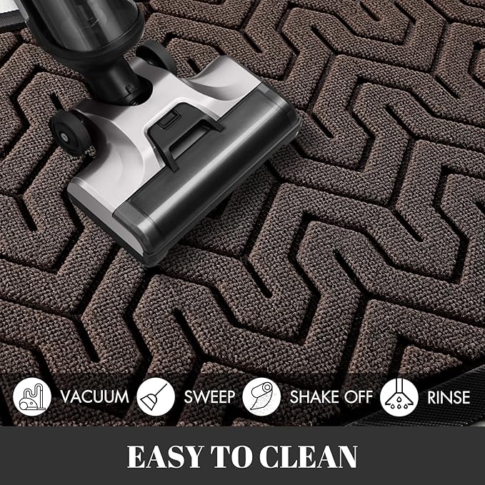 Yimobra Large Door Mat Outside Entrance 47x24, Waterproof Heavy Duty Outdoor Mats for Front Door, Non Slip Rubber Entry Mat for Garage Patio Indoor, Easy Clean, Brown