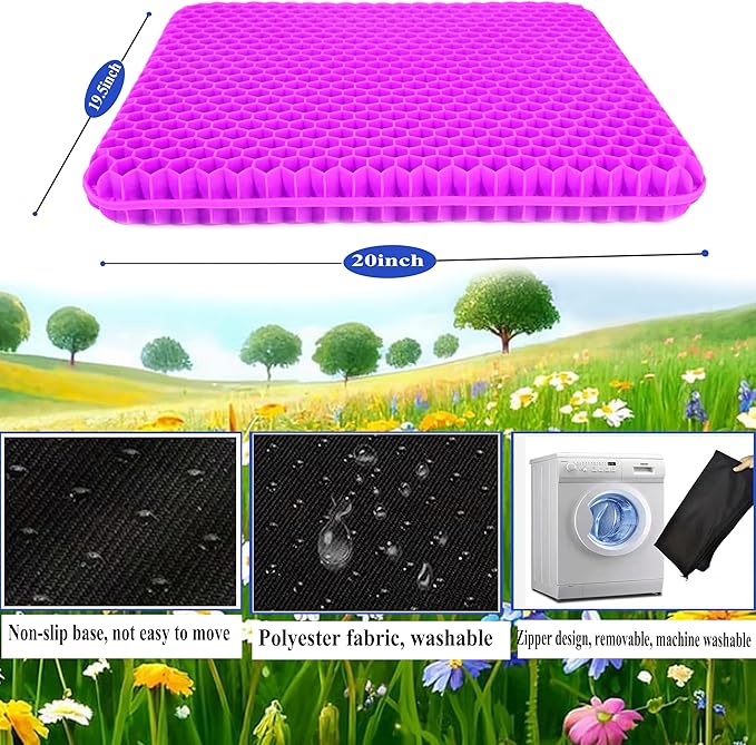 Plus Size Gel Seat Cushion, Extra Large and Thick, Seat Cushion for Pressure Relief for Back, Hip, Sciatica, Tailbone Pain, Used for The Office, Car, Wheelchair, Truck, Recliner.(Rose red)