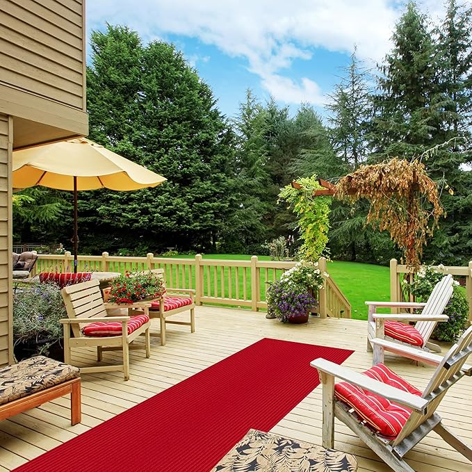 Ottomanson 2'7" x 8' Hallway Runner with Scraper Pile Extra Durable Non-Slip Rug Mat for Indoor & Outdoor Use - Ideal for Kitchen, Entryway, Patio & Garage - High-Traffic Carpet, Red