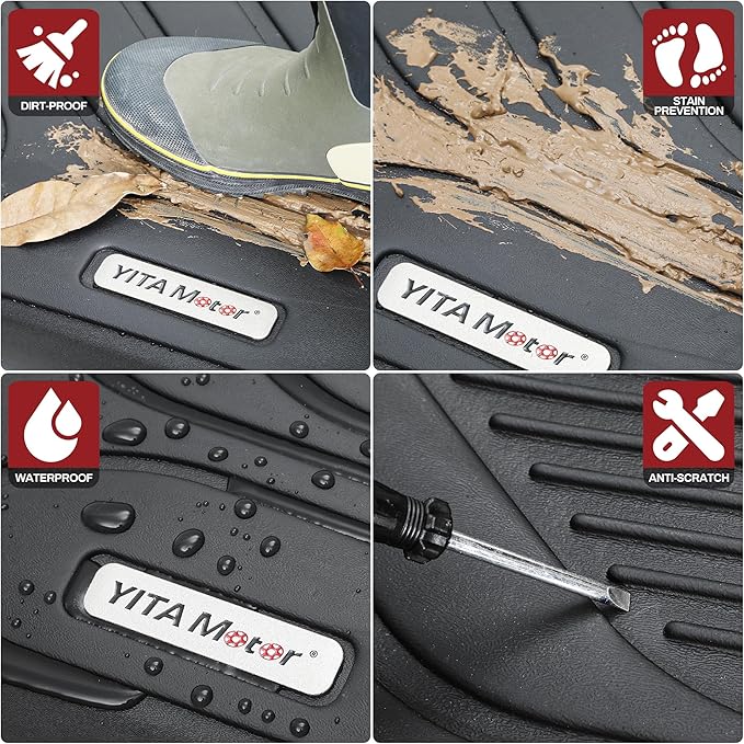 YITAMOTOR Floor Mats TPE-LITE Compatible with Ford Escape,Custom Fit Floor Liners for 2013-2019 Ford Escape,Black All-Weather Custom Fit Front1st&2nd Row Floor Liner Set