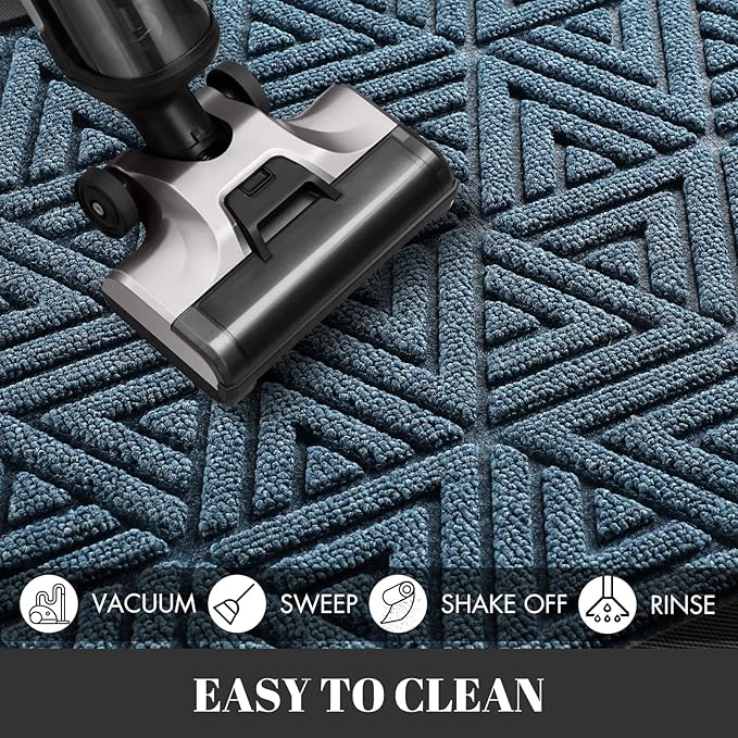 Yimobra Large Door Mat 47x24, All-Weather Waterproof Non-Slip Welcome Matt Outdoor, Heavy Duty Non Slip Doormat for Entryway for Patio and Garage Indoor, Easy Clean, Mix Blue