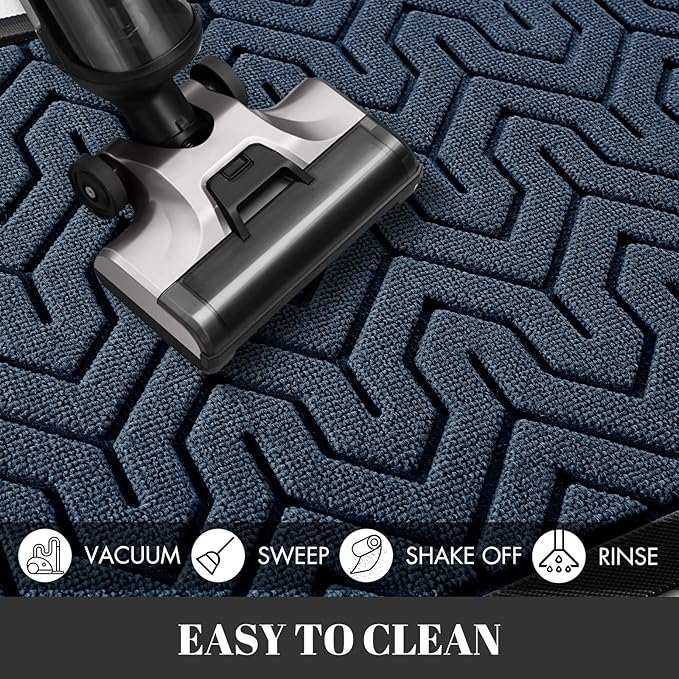 Yimobra Extra Large Door Mat Outside Entrance 60x36, Waterproof Heavy Duty Outdoor Mats for Front Door, Non Slip Rubber Entry Mat for Garage Patio Indoor, Easy Clean, Blue