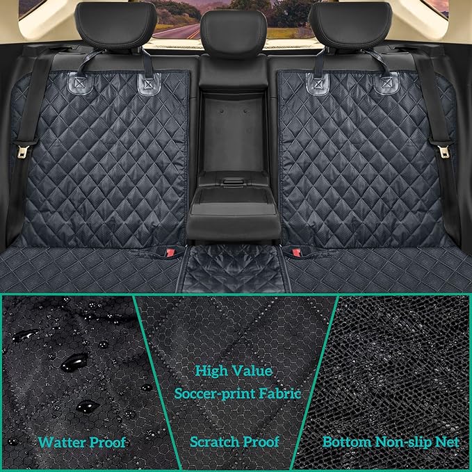 Dog Car Seat Cover for Back Seat Cover,Non Stick Fur Rear Seat Protector for Pet,Nonslip Waterproof Durable Universal Fit Interior Backseat Covers for Auto Van SUV