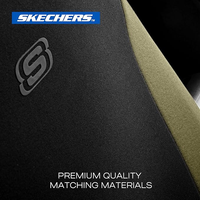 Skechers Seat Covers, Premium Breathable Polyester Seat Covers, Car Seat Covers Front Seats Airbag Compatible, Automotive Comfort for Most Cars, Vans, Trucks, SUVs (Two Front, Beige)
