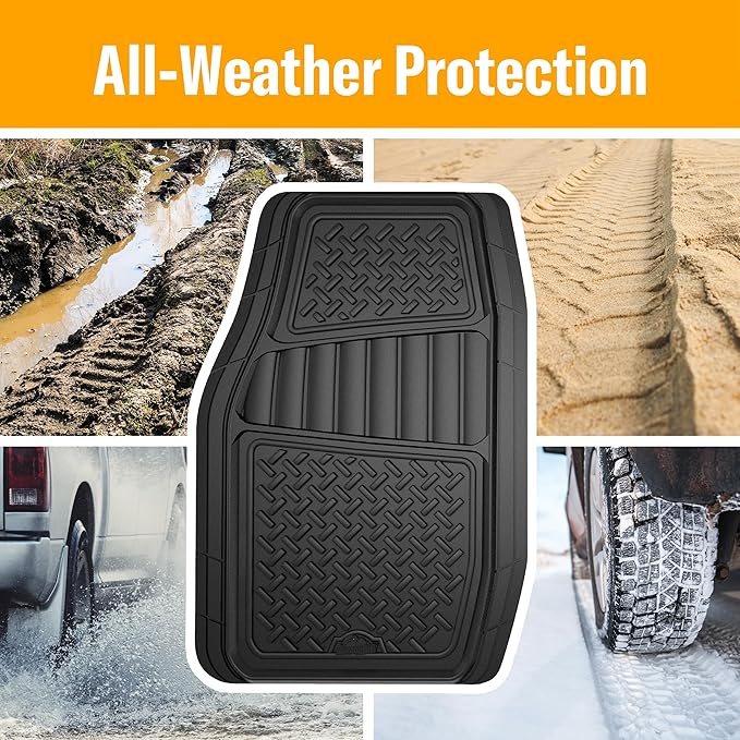 Armor All 2-Piece Truck Floor Mats, Heavy-Duty All-Weather Mats for Trucks — Black