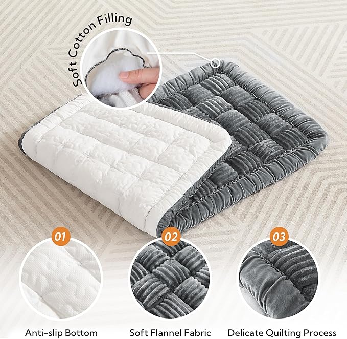 Soulbond Backseat Pet Bed Mat,Dog Bed for Car,Fuzzy Dog Seat Cover for Car Back Seat, Non-Slip Travel Pet Mat, Fit for Backseat Extenders and Seat Covers(Gray)