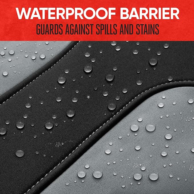 Motor Trend AquaShield Waterproof Gray Rear Split Bench Seat Covers for Trucks Rear Seat Cover Only - Black Car Seat Covers, Back Seat Cover Only - Durable Neoprene Spill Resistant for Kids & Dogs