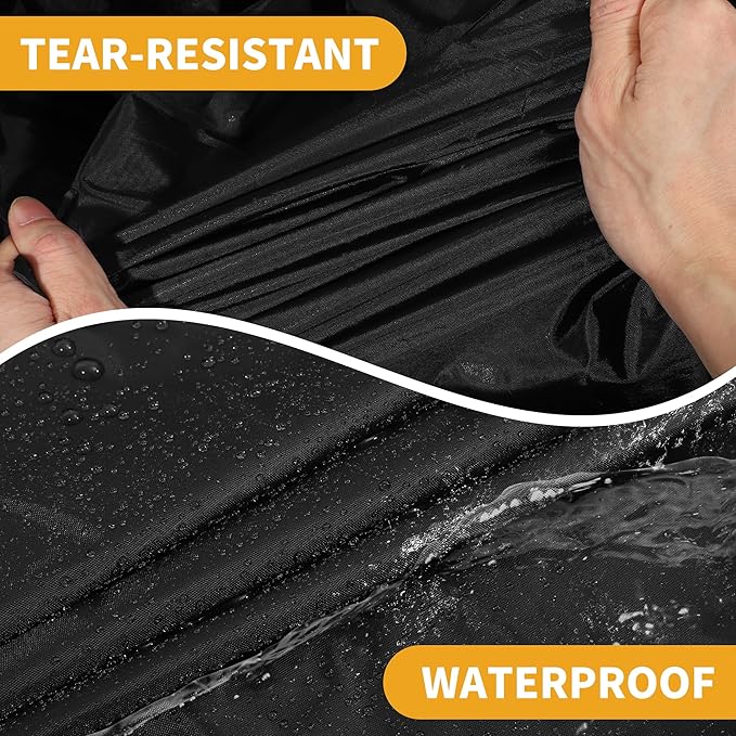 Waterproof All-Weather Universal Car Cover with Right Side Zipper, 190T Polyeste Black Blue Fits for Sedan 177" to 185" Length