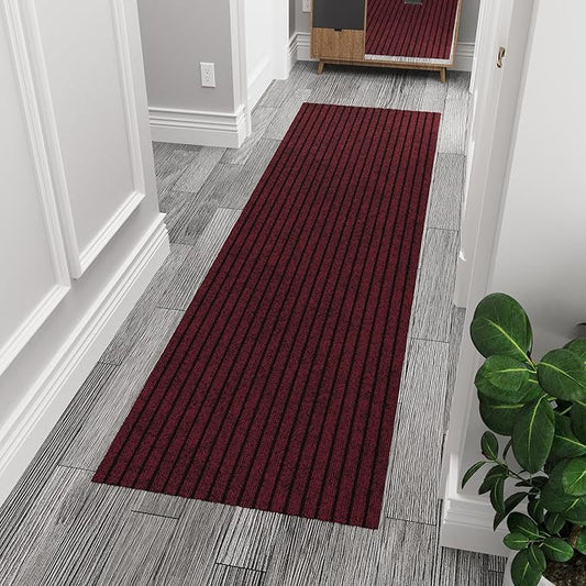 Ottomanson 2'7" x 6' Hallway Runner with Scraper Pile Extra Durable Non-Slip Rug Mat for Indoor & Outdoor Use - Ideal for Kitchen, Entryway, Patio & Garage - High-Traffic Carpet, Red