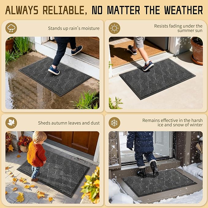 Yimobra Extra Large Door Mat 60x36, All-Weather Waterproof Non-Slip Welcome Matt Outdoor, Heavy Duty Non Slip Doormat for Entryway for Patio and Garage Indoor, Easy Clean, Mix Grey